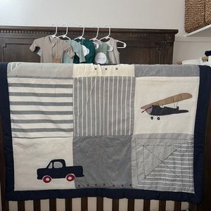 Baby boy nursery quilt & crib sheet